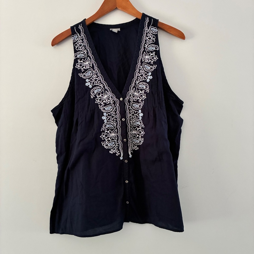 Converse One Star Blouse XL Embroidered Paisley Boho Peasant Festival Hippie